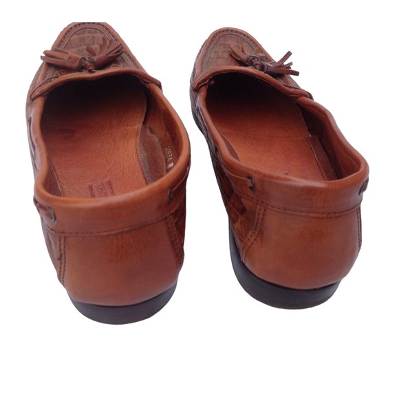 Johnston & Murphy Sz 8.5 Brown Leather Men\'s Croc Loafers Tassels Italy Slip ons main image 11